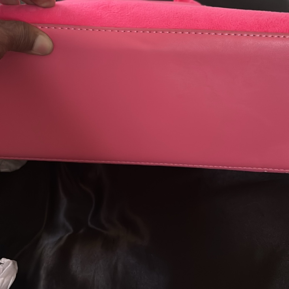 NWOT Pink Velvet Tote Bag with Zipper Closure - Picture 5 of 6